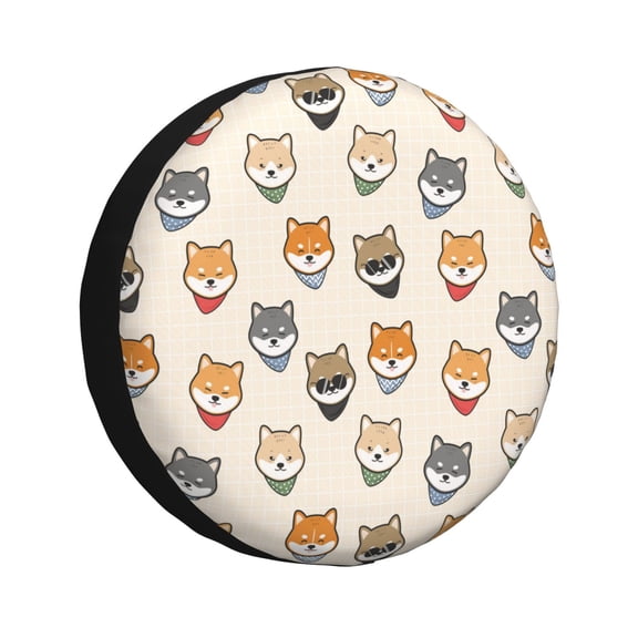 Kdxio Shiba Head Face for Tire Cover Wheel Protectors Tyre Covers Weatherproof Wheel Covers Universal Fit for Trailer Rv SUV Truck Camper Travel Trailers 14 inch