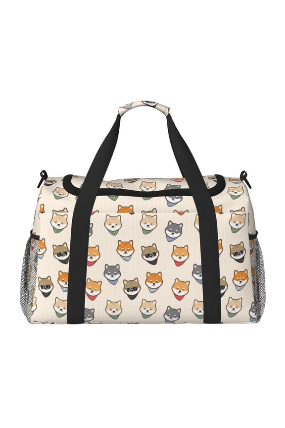 Shiba Head Face Travel Duffel Bag Gym Bag Weekender Travel Bag Gym Bag for Women &Men Airplane Travel Essentials for Flying
