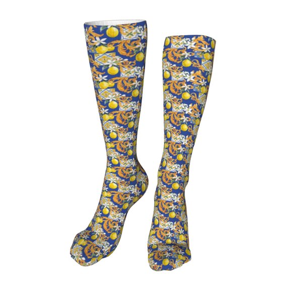 Kdxio Sicilian Style Funny Silky Novelty Funky Long Knee High Socks Soft 3D Print Cosplay Crazy Stockings for Men Women