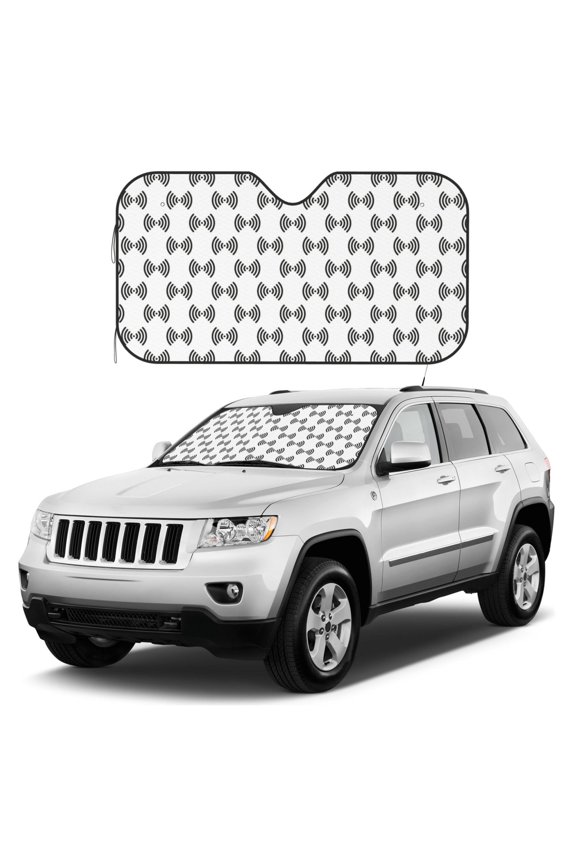 Signal Icon Print Windshield Sun Shade, Foldable Sun Blocker for Car,Truck,SUV Automotive Interior Sun Protection,Reflective Shade for Front Windshield(Small)