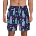 thumbnail image 1 of Kdxio Silhouette Cats Print Men's Swim Trunks with Compression Liner 7 Inch Inseam Quick Dry Swim Shorts, 1 of 7