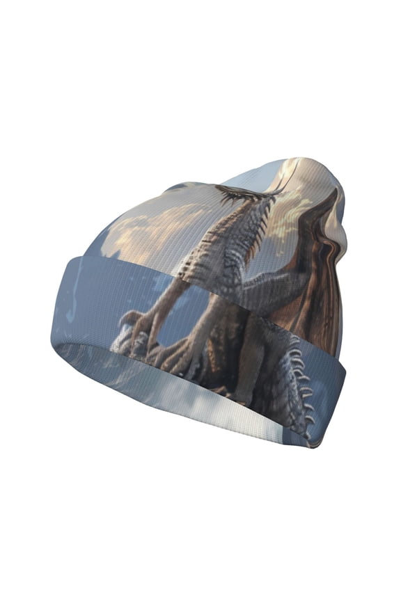 Silver Dragon Mountain Peaks Winter Beanie for Men Women Beanie Knit Hat Cuffed Cap Beanie Knit Chunky Snow Cap