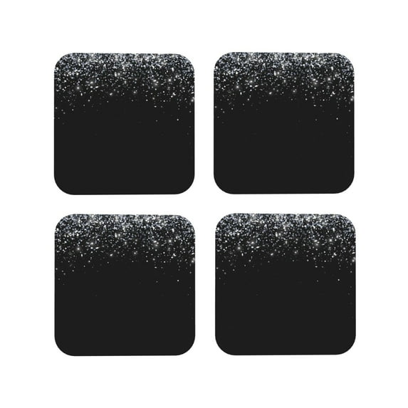 Kdxio Silver Glitter1 Funny Coasters,4 Pcs Leather Coasters,Housewarming Gifts,Protect Furniture From Water Marks Scratch And Damage