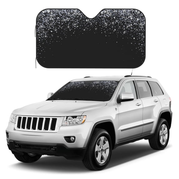 Kdxio Silver Glitter1 Print Windshield Sun Shade, Foldable Sun Blocker for Car,Truck,SUV Automotive Interior Sun Protection,Reflective Shade for Front Windshield(Small)