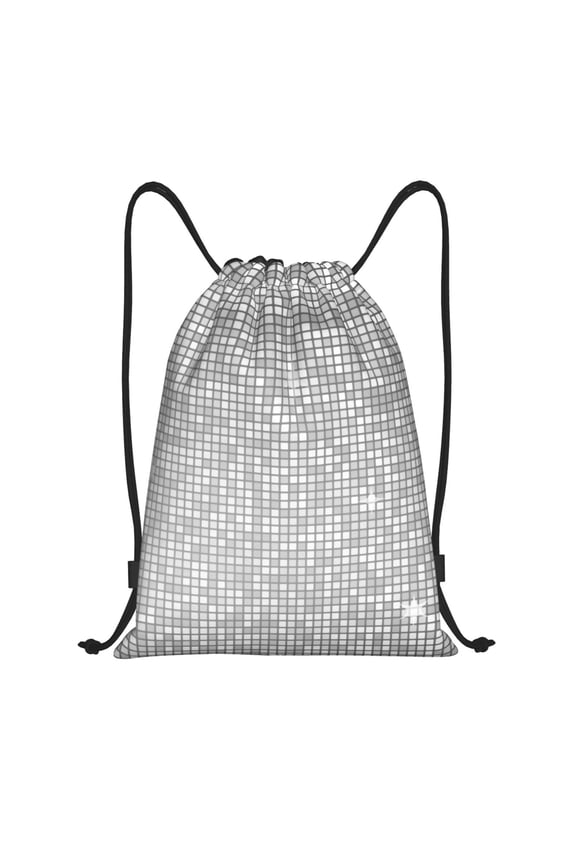 Silver Mosaic Print Drawstring Backpack Bag,Waterproof Draw String Back Sack, Gym Drawstring Bags Swim Bag For Unisex