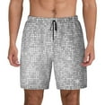 thumbnail image 1 of Kdxio Silver Mosaic Print Men's Swim Trunks with Compression Liner 7 Inch Inseam Quick Dry Swim Shorts, 1 of 5