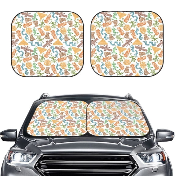 Kdxio Simple Drawing Print 2-Piece Sun Shade Front Windshield - Foldable Car Front Window Sunshades for Most Sedans SUV Truck