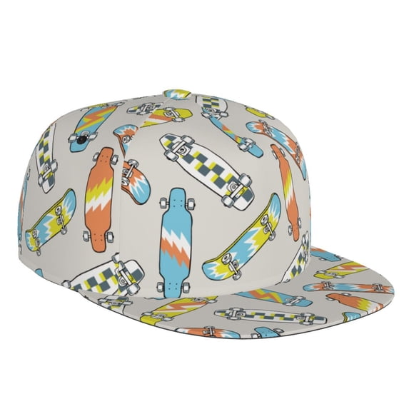 Kdxio Skateboard Print Snapback Hat for Men Women,Adjustable Baseball Cap