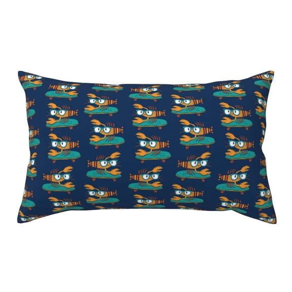Kdxio Skateboard Rides Cartoon Lobster Pattern Pillowcase with Envelope Closure,20" x 36" Pillow Cases,Gifts for Men or Women-No pillow