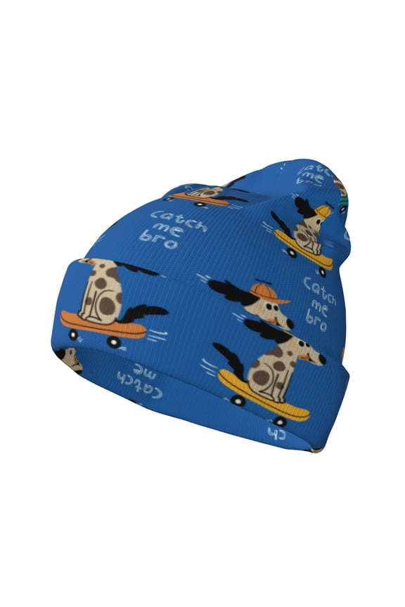 Skater Dog Winter Beanie for Men Women Beanie Knit Hat Cuffed Cap Beanie Knit Chunky Snow Cap