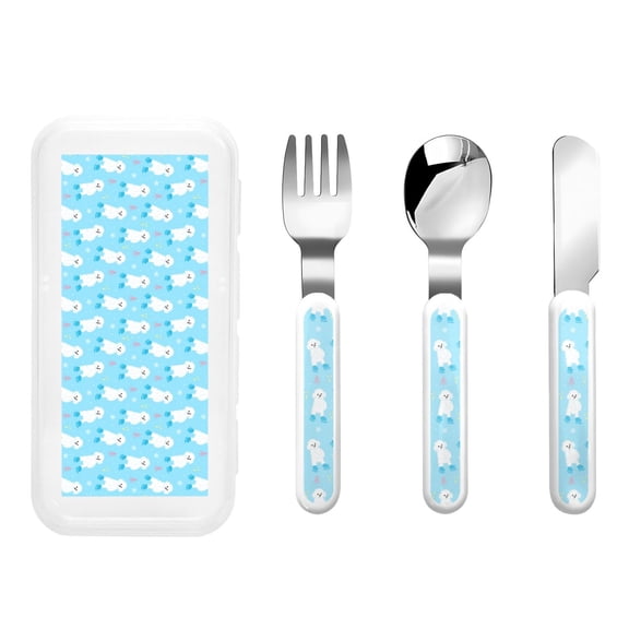 Kdxio Skating Poodle Fun Toddler Utensils Set - Kids Silverware Set, Set Kids Utensils Set with Case for Preschooler Children