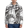 thumbnail image 1 of Kdxio Skeleton Book Lover Print Mens Casual Hooded Collar Drawstring Hoodies Pullover Sweatshirts Casual Long Sleeve Shirts-Large, 1 of 7