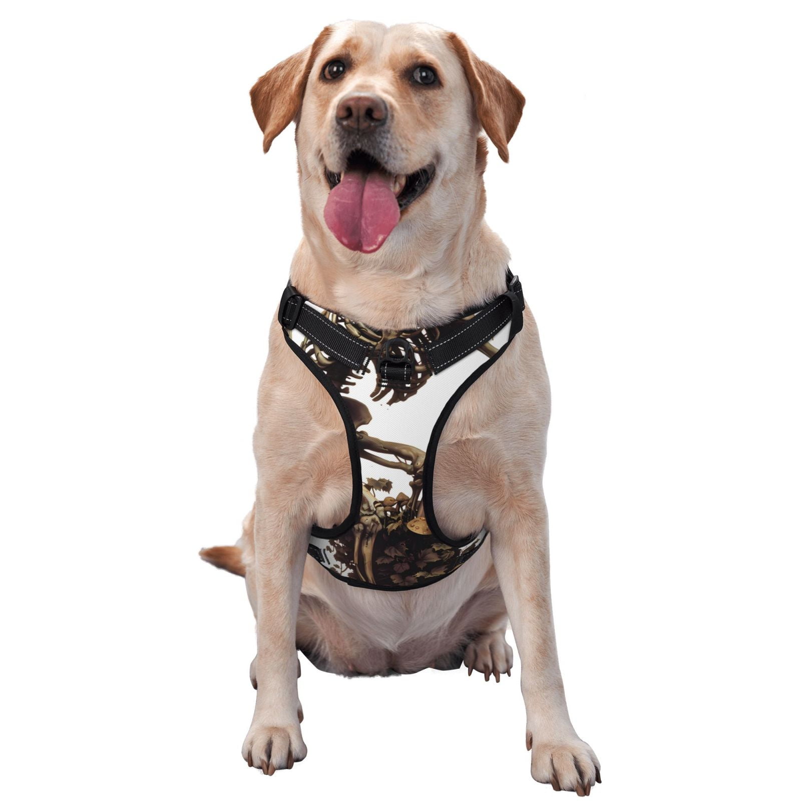Kdxio Skeleton Dance with Mushrooms Print No Pull Dog Harness Adjustable Reflective Oxford Easy Control Medium Large Dog Harness for Training and Everyday-Medium