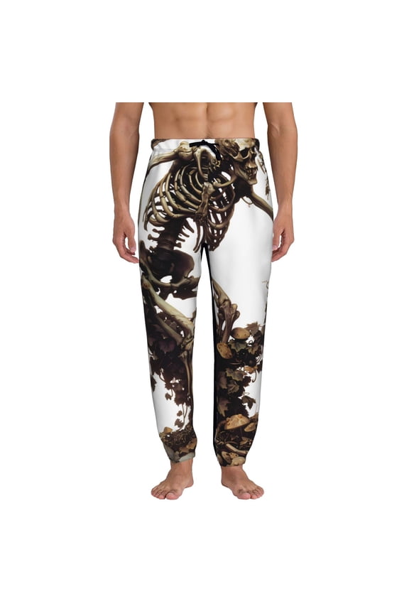 Skeleton Dance with Mushrooms Pattern Joggers,Sweatpants for Men with Pockets-Large