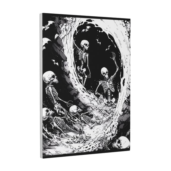 Kdxio Skeleton Wave Artwork Pattern Canvas Wall Art 12x16 Inches - Waterproof HD Print Solid Wood Frame for Living Room & Bathroom,Vertical