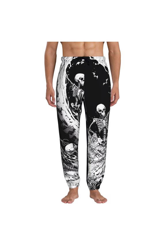 Skeleton Wave Artwork Pattern Joggers,Sweatpants for Men with Pockets-Medium