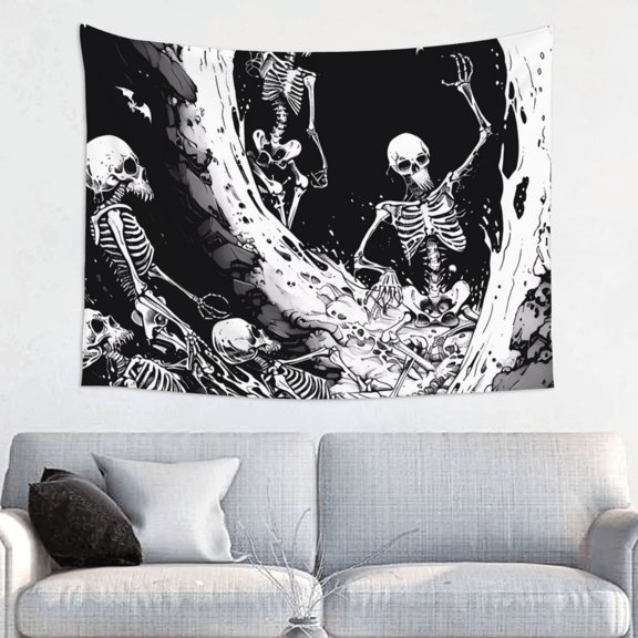 Kdxio Skeleton Wave Artwork Wall Hanging Tapestries Banner For Bedroom College Dorm Home Living Room Party Decor 29X37 In