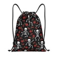 thumbnail image 1 of Kdxio Skeleton with Roses Print Drawstring Backpack Bag,Waterproof Draw String Back Sack, Gym Drawstring Bags Swim Bag For Unisex, 1 of 9