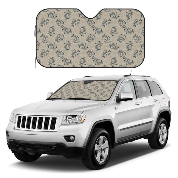Kdxio Sketch Squirrels Linen Print Windshield Sun Shade, Foldable Sun Blocker for Car,Truck,SUV Automotive Interior Sun Protection,Reflective Shade for Front Windshield(Medium)