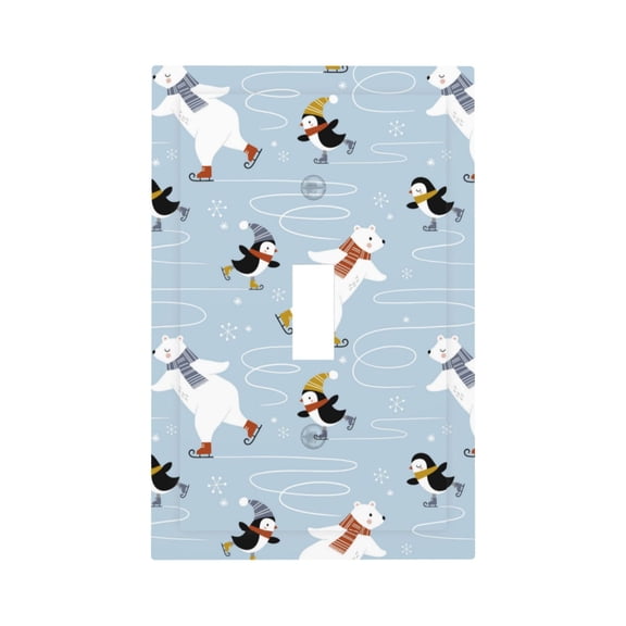 Kdxio Skiing penguin Bear Decorator Light Switch or Receptacle Outlet Wall Plate Decorator Wall Plate Child Safe Outlet Cover-Style T