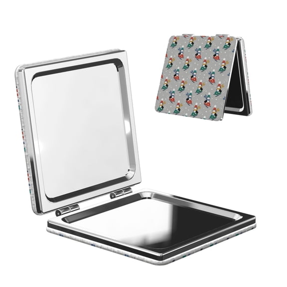 Kdxio Skiing penguin Pocket Mirror, 1X/2X Travel Makeup Mirror 2-Sided Folding Small Mirror Portable Double-Sided Magnifying Cosmetic Mirror for Gift-Square