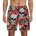 thumbnail image 1 of Kdxio Skull And Roses Print Men'S Swim Trunks With Compression Liner 7 Inch Inseam Quick Dry Swim Shorts, 1 of 7