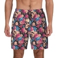 thumbnail image 1 of Kdxio Skull Blue Flower Print Men's Swim Trunks with Compression Liner 7 Inch Inseam Quick Dry Swim Shorts, 1 of 5