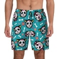 thumbnail image 1 of Kdxio Skull Cat Print Men's Swim Trunks with Compression Liner 7 Inch Inseam Quick Dry Swim Shorts, 1 of 7