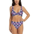 thumbnail image 1 of Kdxio Skull Flower Blue Print Women's 2 Piece High Waisted Wrap Spaghetti Strap Summer Swimsuit Bikini Set-X-Large, 1 of 5
