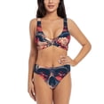 thumbnail image 1 of Kdxio Skull With Roses And Sunglasses Print Women's 2 Piece High Waisted Wrap Spaghetti Strap Summer Swimsuit Bikini Set-Medium, 1 of 5