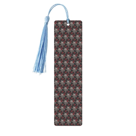 Kdxio Skull and Red Roses Print Metal Tassel Bookmarks,Perfect Gift for Art Lovers and Bookworms Metal Bookmarks for Women