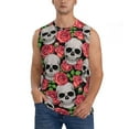 thumbnail image 1 of Kdxio Skull and Roses for Men's Muscle T-shirt,Sleeveless for Workout Running Athletic Gym Lounge Casual, 1 of 7