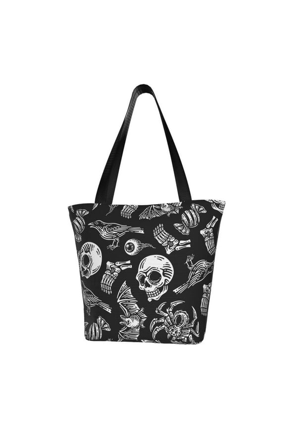 Skull bird bat spider Women Reusable Grocery Bags Foldable Ripstop,Reusable Shopping Bags for Shopping,Gym,Gift