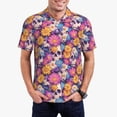 thumbnail image 1 of Kdxio Skull daisy flower Print Men's Short Sleeve Polo Shirt,Midweight Men's Shirt, 1 of 5