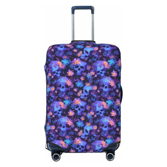 Kdxio Skull daisy purple Pattern Luggage Cover for Travel,Elastic and Durable,Fits 18-32 Inch,Anti-Scratch Suitcase Protector-No luggage included