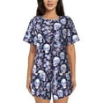 thumbnail image 1 of Kdxio Skull flower crystal Print Pajamas Sets for Women Short-Sleeved Pjs with Lounge Shorts Two Piece Sleepwear S-4XL, 1 of 5