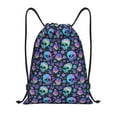 thumbnail image 1 of Kdxio Skull flower cute Print Drawstring Backpack Bag,Waterproof Draw String Back Sack, Gym Drawstring Bags Swim Bag For Unisex, 1 of 1