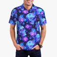 thumbnail image 1 of Kdxio Skull flower star sky Print Men's Short Sleeve Polo Shirt,Midweight Men's Shirt, 1 of 5