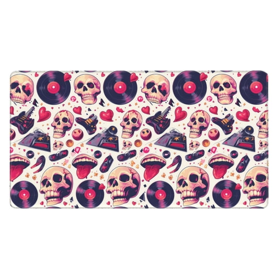Kdxio Skull lips record Guitar Print Large Gaming Mouse Pad,Non-Slip Base,Water Resist Keyboard Pad for Gamer,Office & Home,29.5 x 15.8 in