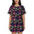 thumbnail image 1 of Kdxio Skull mushroom colorful Print Pajamas Sets for Women Short-Sleeved Pjs with Lounge Shorts Two Piece Sleepwear S-4XL, 1 of 5