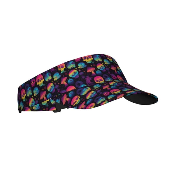 Kdxio Skull mushroom colorful Print Sun Visor Hat Golf Visor Adjustable Velcro Outdoor Sports Cap for Men Women