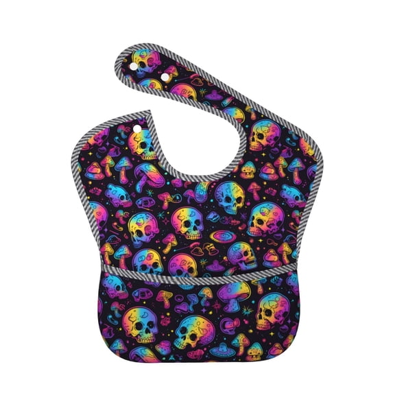 Kdxio Skull mushroom rainbow color Bibs For Babies, Baby Bibs for Eating, Toddler Bibs, Waterproof Bibs, Feeding Bibs, for Toddlers, Boys, Girls
