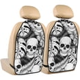 thumbnail image 1 of Kdxio Skull and palm leaves Print 2 Pack Car Kick Mat Seat Cover Back Protector Mat with Pockets for Organizer Backseat Protector and Storage Anti Kick Pad for Vehicles, 1 of 1