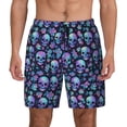 thumbnail image 1 of Kdxio Skull purple flower Print Men's Swim Trunks with Compression Liner 7 Inch Inseam Quick Dry Swim Shorts, 1 of 5