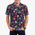 thumbnail image 1 of Kdxio Skull rainbow color mushroom Print Men's Short Sleeve Polo Shirt,Midweight Men's Shirt, 1 of 5