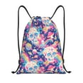 thumbnail image 1 of Kdxio Skull rainbow color space Print Drawstring Backpack Bag,Waterproof Draw String Back Sack, Gym Drawstring Bags Swim Bag For Unisex, 1 of 5