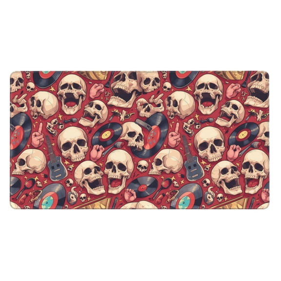 Kdxio Skull record Guitar music Print Large Gaming Mouse Pad,Non-Slip Base,Water Resist Keyboard Pad for Gamer,Office & Home,29.5 x 15.8 in