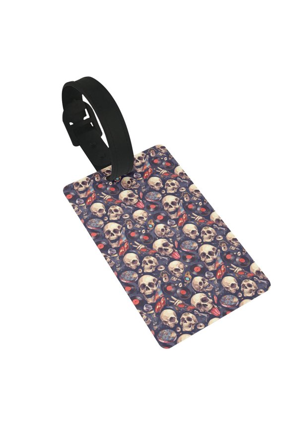 Skull record rock Luggage Tags Privacy Cover ID Label Suitcase Tags Identifiers For School Bags,Suitcases