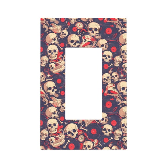 Kdxio Skull rock music record Decorator Light Switch or Receptacle Outlet Wall Plate Decorator Wall Plate Child Safe Outlet Cover-Style U