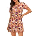 thumbnail image 1 of Kdxio Skull rock record Pattern Womens Short Sleeve Sleepshirt Scoopneck Cute Nightdress Ruffle Comfy Nightgown, 1 of 6